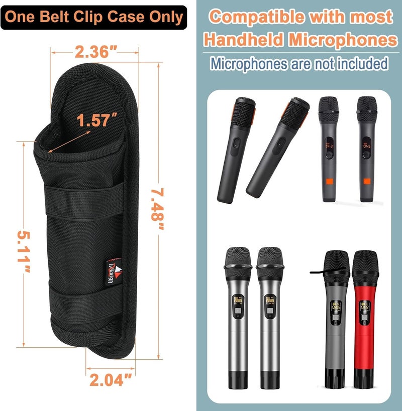 TXesign 1 Piece Belt Case Holder Belt Clip Case for Most Standard Wireless Handheld Microphone, Nylon Microphone Holder Carrying Pouch with 180 Degree Rotating Plastic Clip - Image 2